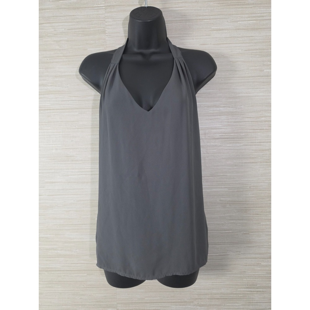 Abbeline Halter Tank Top Womens XS Gray Sleeveless V-Neck Racerback Pullover